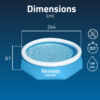 Piscine Gonflable Ronde Bestway Fast Set 244x61 Bleue