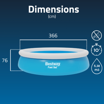 Piscine Gonflable Ronde Bestway Fast Set 366x76 Bleue
