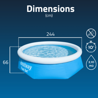 Piscine Gonflable Ronde Bestway Fast Set 244x66 Bleue