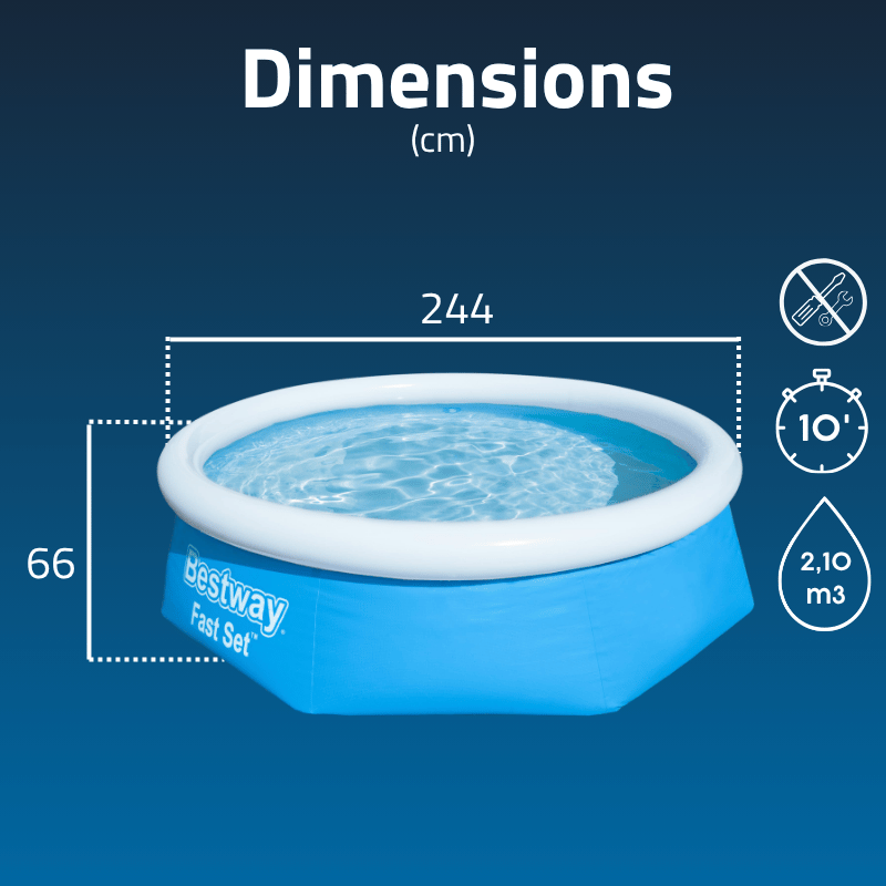 Piscine Gonflable Ronde Bestway Fast Set 244x66 Bleue