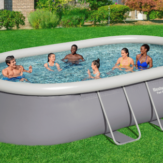 Piscine Gonflable Ovale Bestway Fast Set 488x305 Grise