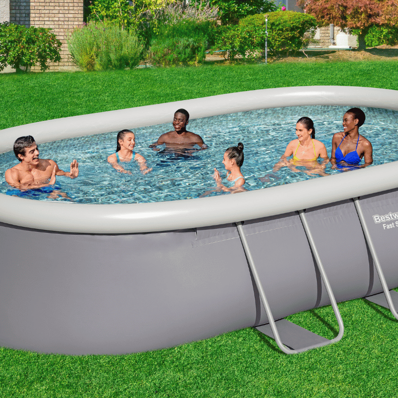 Piscine Gonflable Ovale Bestway Fast Set 488x305 Grise