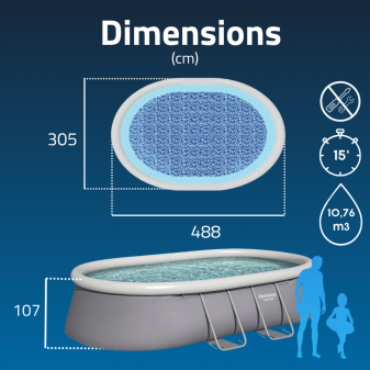 Piscine gonflable ovale Bestway Fast Set 488 x 305 x 107 cm grise