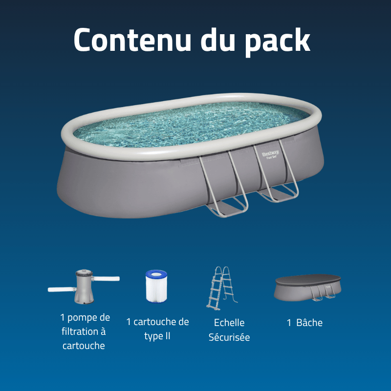 Piscine Gonflable Ovale Bestway Fast Set 488x305 Grise