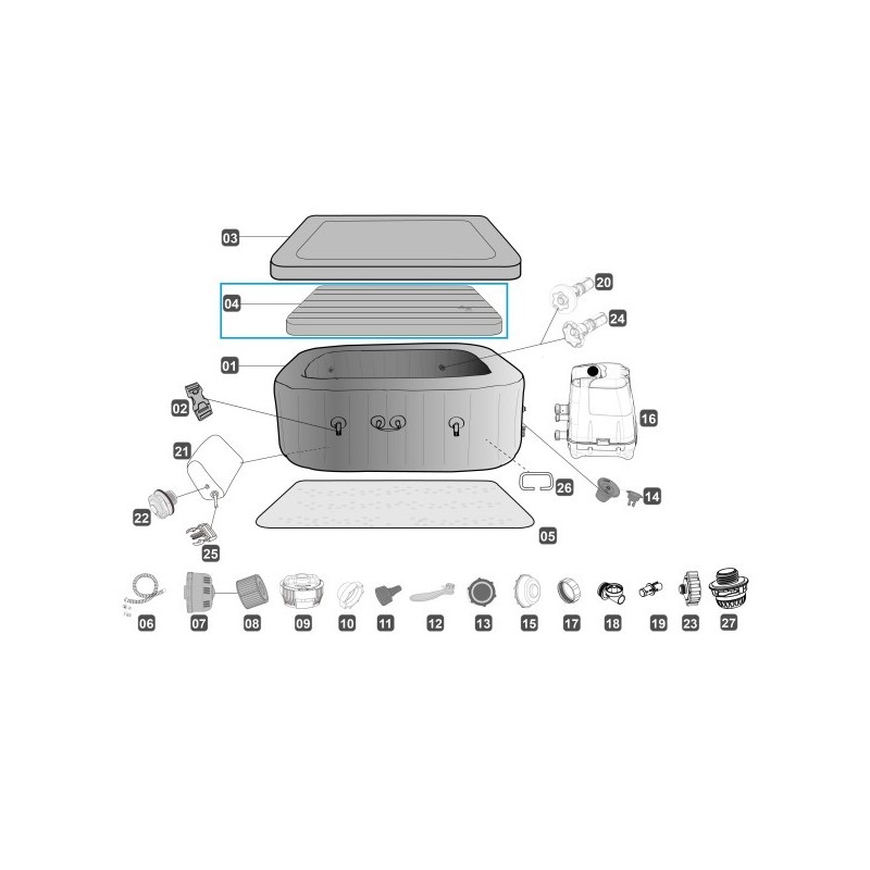 Couverture gonflable pour Lay-Z Spa® Bestway® 2.01 m x 2.01 m x 71 cm