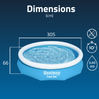 Piscine Gonflable Ronde Bestway Fast Set 305x66 Bleue