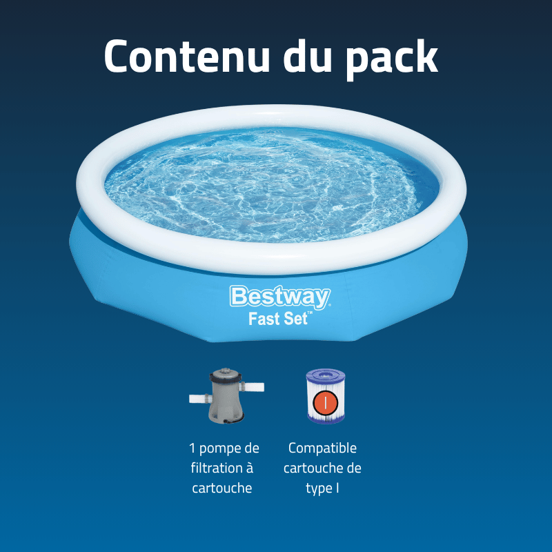 Piscine Gonflable Ronde Bestway Fast Set 305x66 Bleue