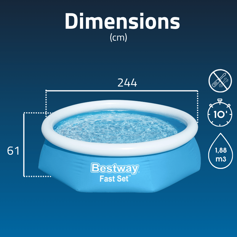 Piscine Gonflable Ronde Bestway Fast Set 244x61 Bleue