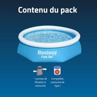 Piscine Gonflable Ronde Bestway Fast Set 244x61 Bleue