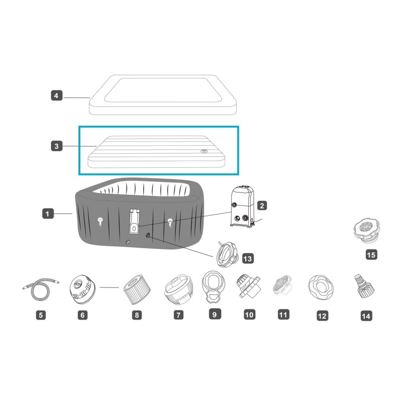 Couverture gonflable pour Lay-Z Spa MaxHold EnergySense UltraFit - 201 x 201 x 71 cm