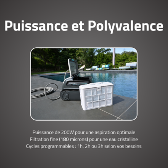 Robot piscine Graphite - fond & parois - 4x8 m max