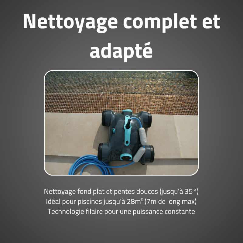 Robot piscine Moly - fond plat & pentes - 28 m² max