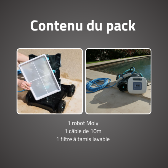 Robot piscine Moly - fond plat & pentes - 28 m² max