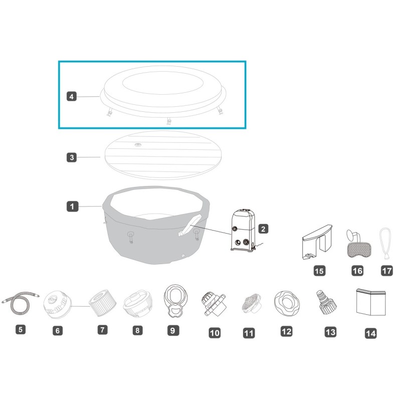 Enveloppe de couverture similicuir pour Lay-Z Spa Dominica MaxHold EnergySense Smart HydroJet 6 - 196 x 71 cm