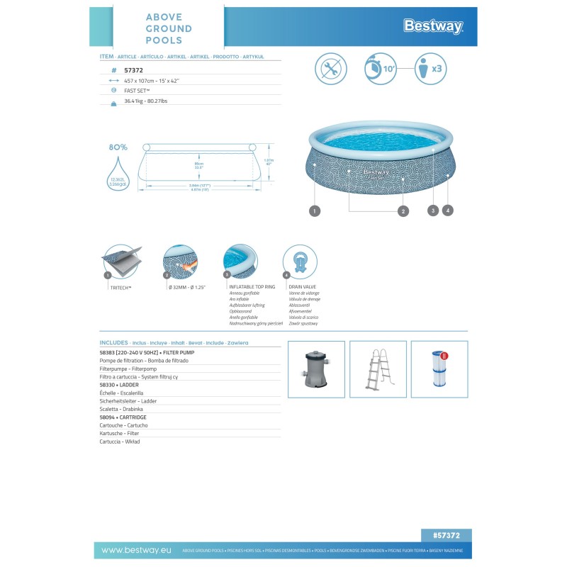 Piscine autoportante ronde 457 x 107 cm Fast Set décor géométrique