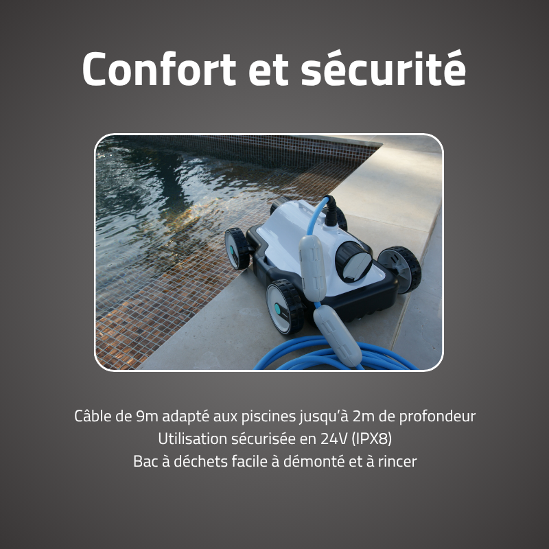 Robot piscine Mia - fond plat - 24 m² max Robot piscine Mia - fond plat - 24 m² max