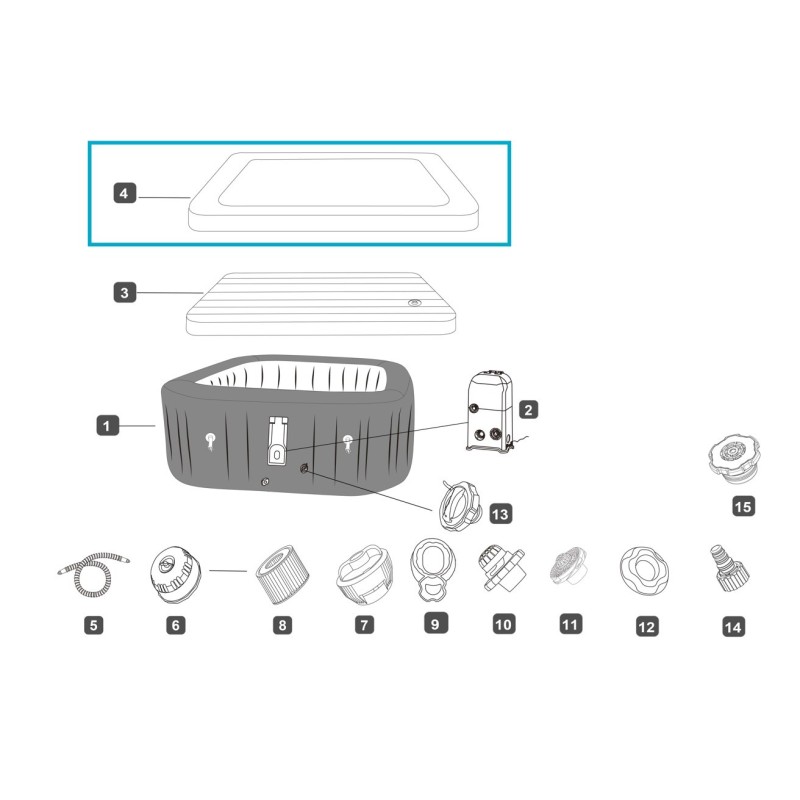 Enveloppe de couverture similicuir pour Lay-Z Spa Cabo MaxHold EnergySense Smart HydroJet 6 - 180 x 180 x 66 cm