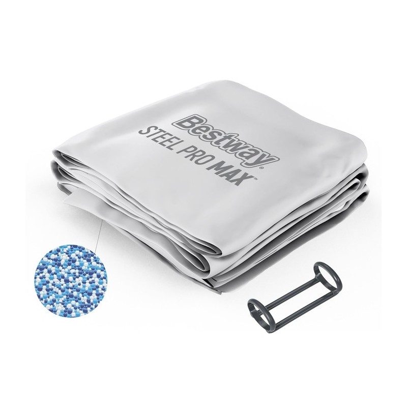 Liner gris clair avec anneau plastique pour piscine Steel Pro MAX ronde - 457 x 107 cm