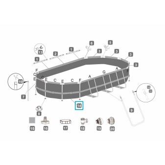 Liner avec anneau plastique pour piscine Power Steel ovale - 610 x 366 x 122 cm