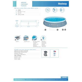Piscine autoportante ronde 396 x 84 cm Fast Set avec pompe