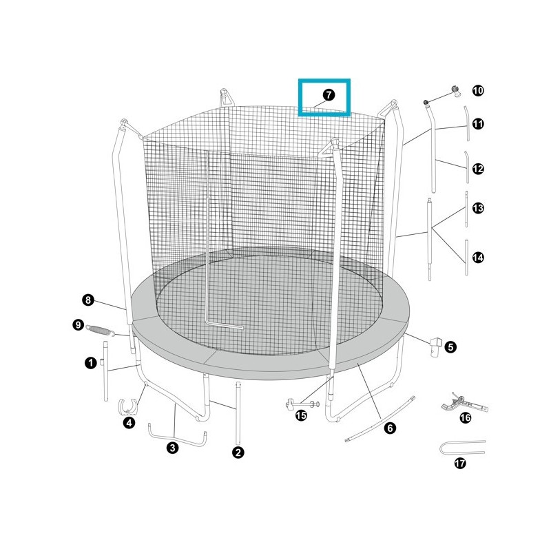 Tapis avec filet de sécurité - Trampoline Xtreme Air - 2,44 m x 2,50 m
