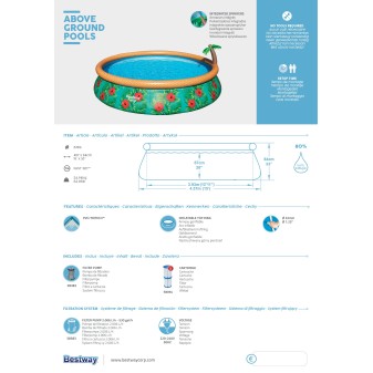 Piscine autoportante Fast Set ronde 457 x 84 cm avec filtration