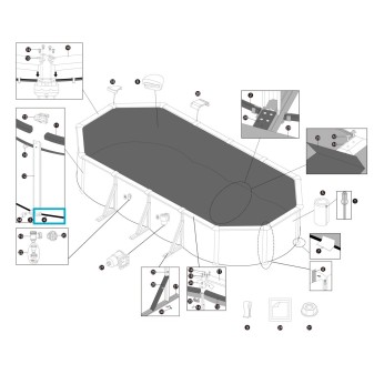 Rail de fond long en PVC pour piscine ovale Hydrium - 7,32 x 3,66 x 1,32 m