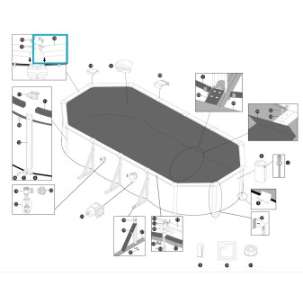 Plateforme supérieure longue pour piscine ovale Hydrium - 7,32 x 3,66 x 1,32 m