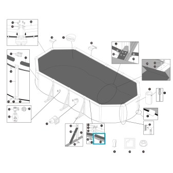 Rail supérieur court en PVC pour piscine ovale Hydrium - 7,32 x 3,66 x 1,32 m