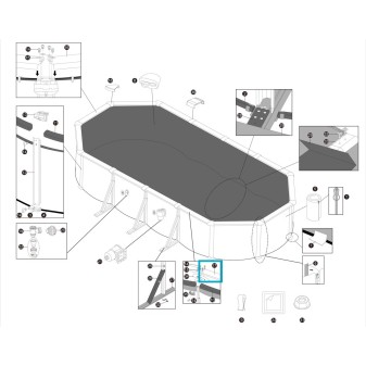 Plateforme supérieure courte pour piscine ovale Hydrium - 7,32 x 3,66 x 1,32 m