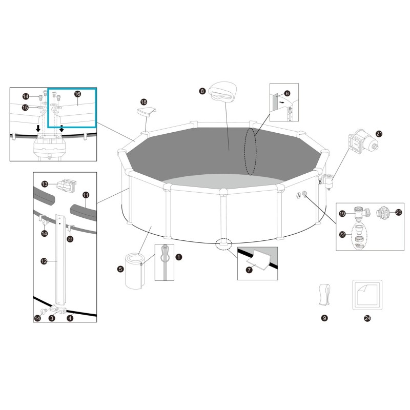 Plateforme supérieure pour piscine Hydrium - 5,49 m x 1,32 m