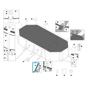 Support triangulaire incliné pour piscine ovale Hydrium - 7,32 x 3,66 x 1,32 m