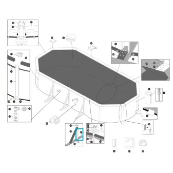 Base de support triangulaire pour piscine ovale Hydrium - 7,32 m x 3,66 m x 1,32 m