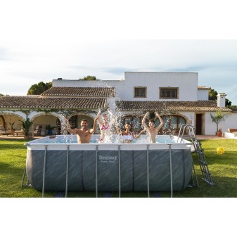 Piscine hors sol tubulaire rectangulaire Bestway Steel Pro Max 404 x 201 x 100 cm décor marbre sans accessoires