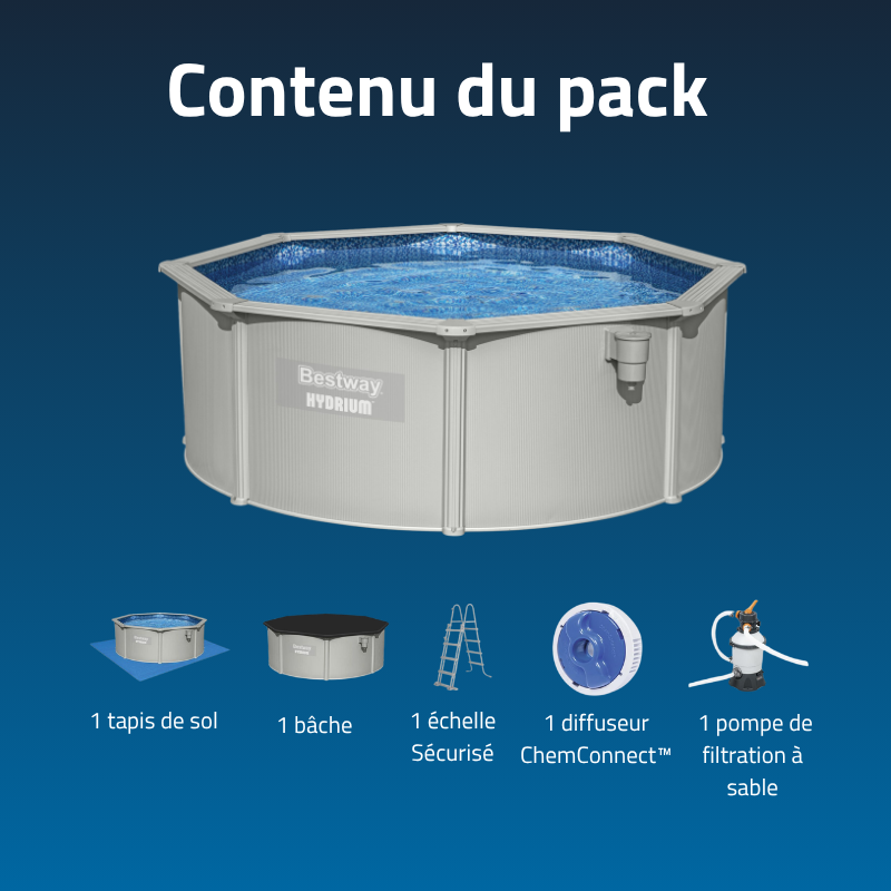 Piscine Acier Ronde Bestway Hydrium 360x120 Gris