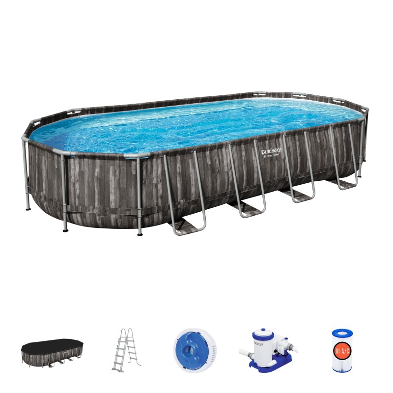 Piscine Tubulaire Ovale Bestway Power Steel 732x366 Bois