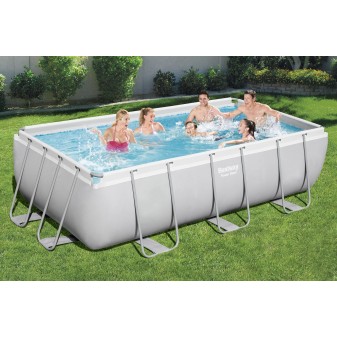 Piscine hors sol tubulaire rectangulaire Bestway Power Steel 404 x 201 x 100 cm gris clair sans accessoires