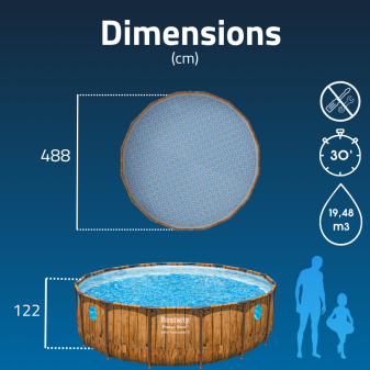 Piscine Tubulaire Ronde Bestway Power Steel Swim Vista 488x122