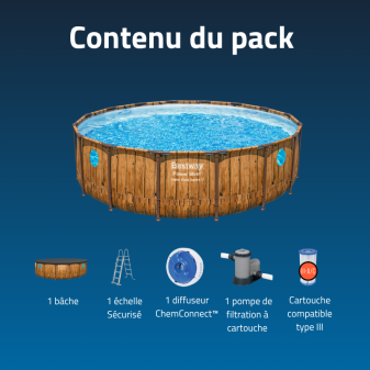 Piscine Tubulaire Ronde Bestway Power Steel Swim Vista 488x122