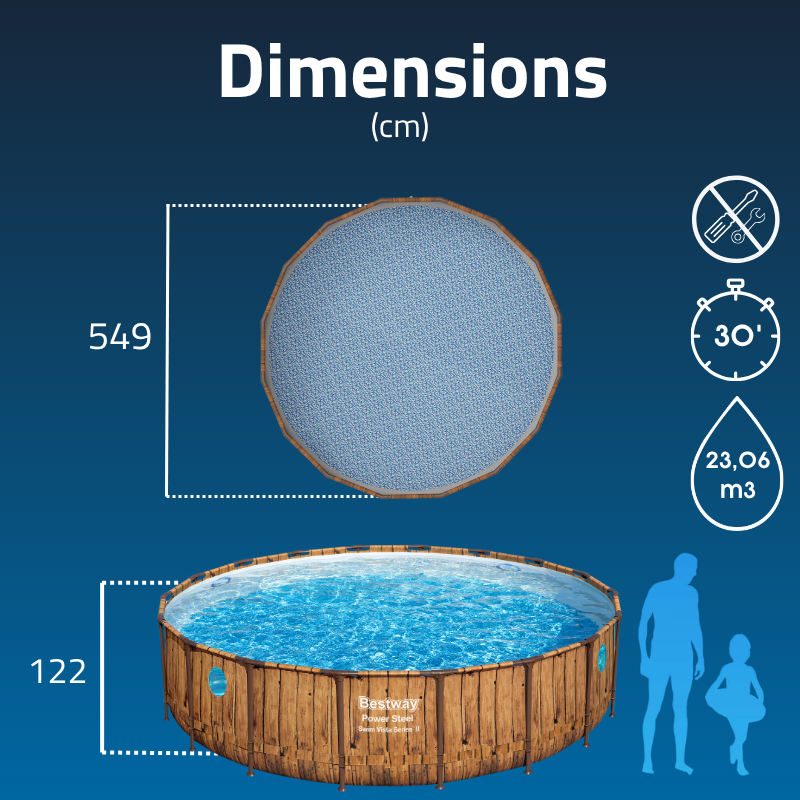 Piscine Tubulaire Ronde Bestway Power Steel Swim Vista 549x122