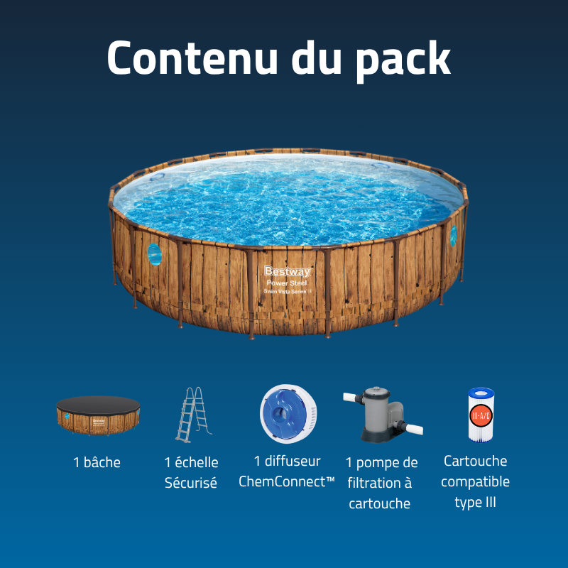 Piscine Tubulaire Ronde Bestway Power Steel Swim Vista 549x122