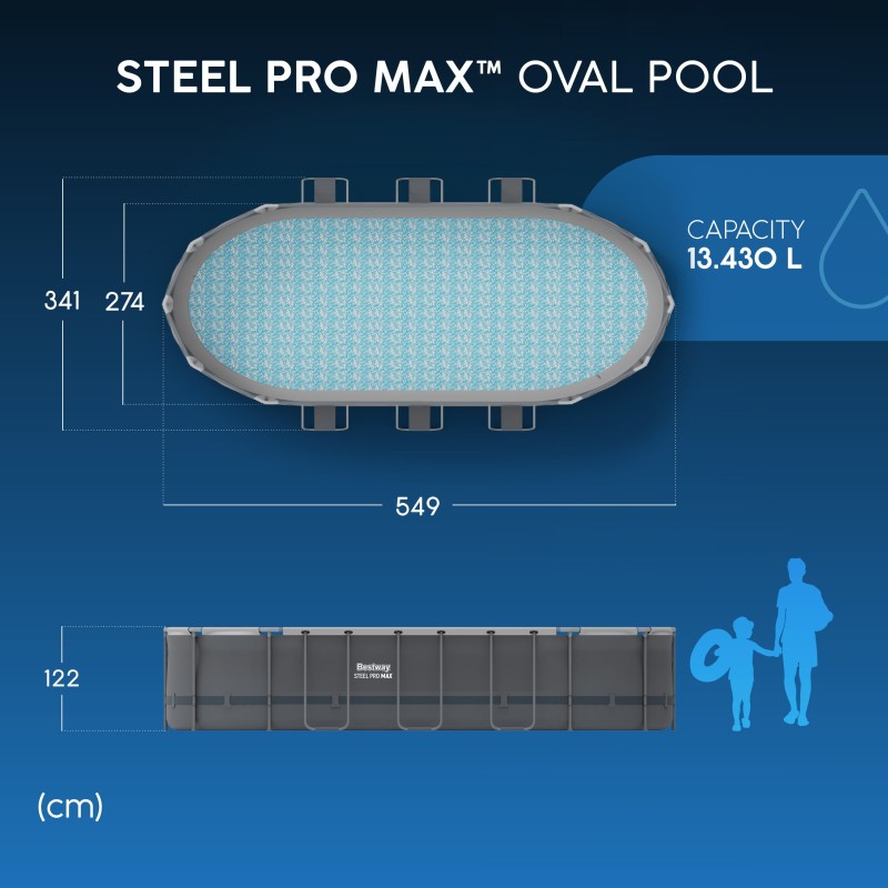 Piscine Tubulaire Ovale Bestway Steel Pro Max 549x274 Grise
