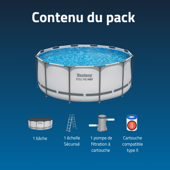 Piscine Tubulaire Ronde Bestway Steel Pro Max 366x122 Grise
