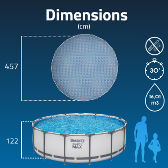 Piscine hors sol tubulaire ronde Bestway Steel Pro Max 457 x 122 cm gris clair