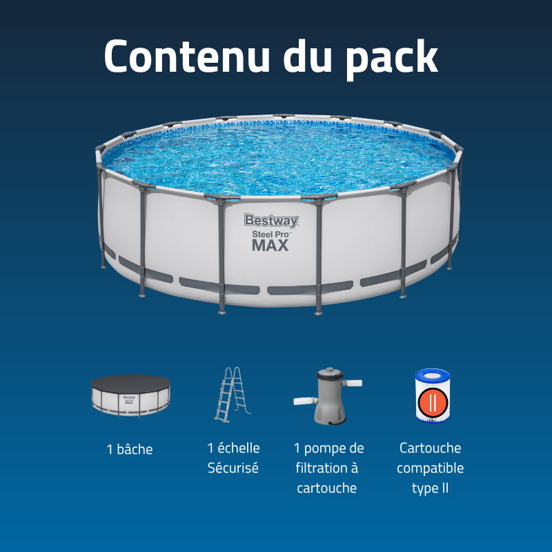 Piscine Tubulaire Ronde Bestway Steel Pro Max 457x122 Grise