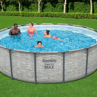 Piscine hors sol tubulaire ronde Bestway Steel Pro Max 488 x 122 cm décor pierres