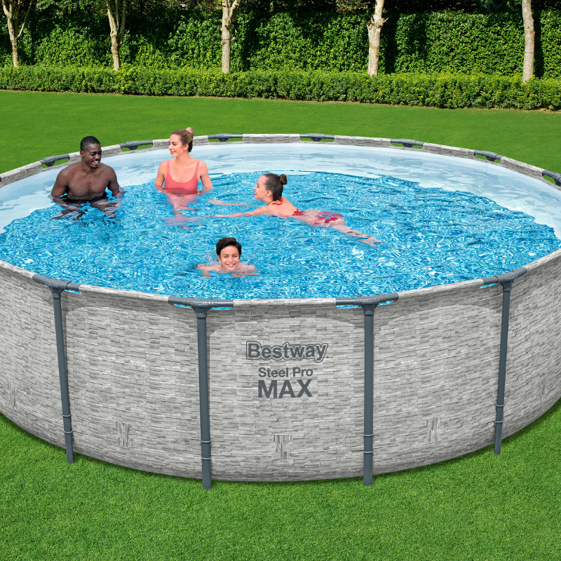 Piscine Tubulaire Ronde Bestway Steel Pro Max 488x122 Pierres