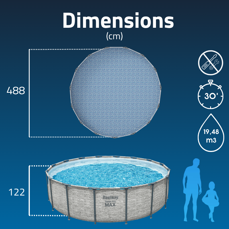 Piscine Tubulaire Ronde Bestway Steel Pro Max 488x122 Pierres