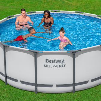 Piscine hors sol tubulaire ronde Bestway Steel Pro Max 396 x 122 cm gris clair