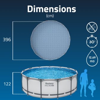 Piscine Tubulaire Ronde Bestway Steel Pro Max 396x122 Grise